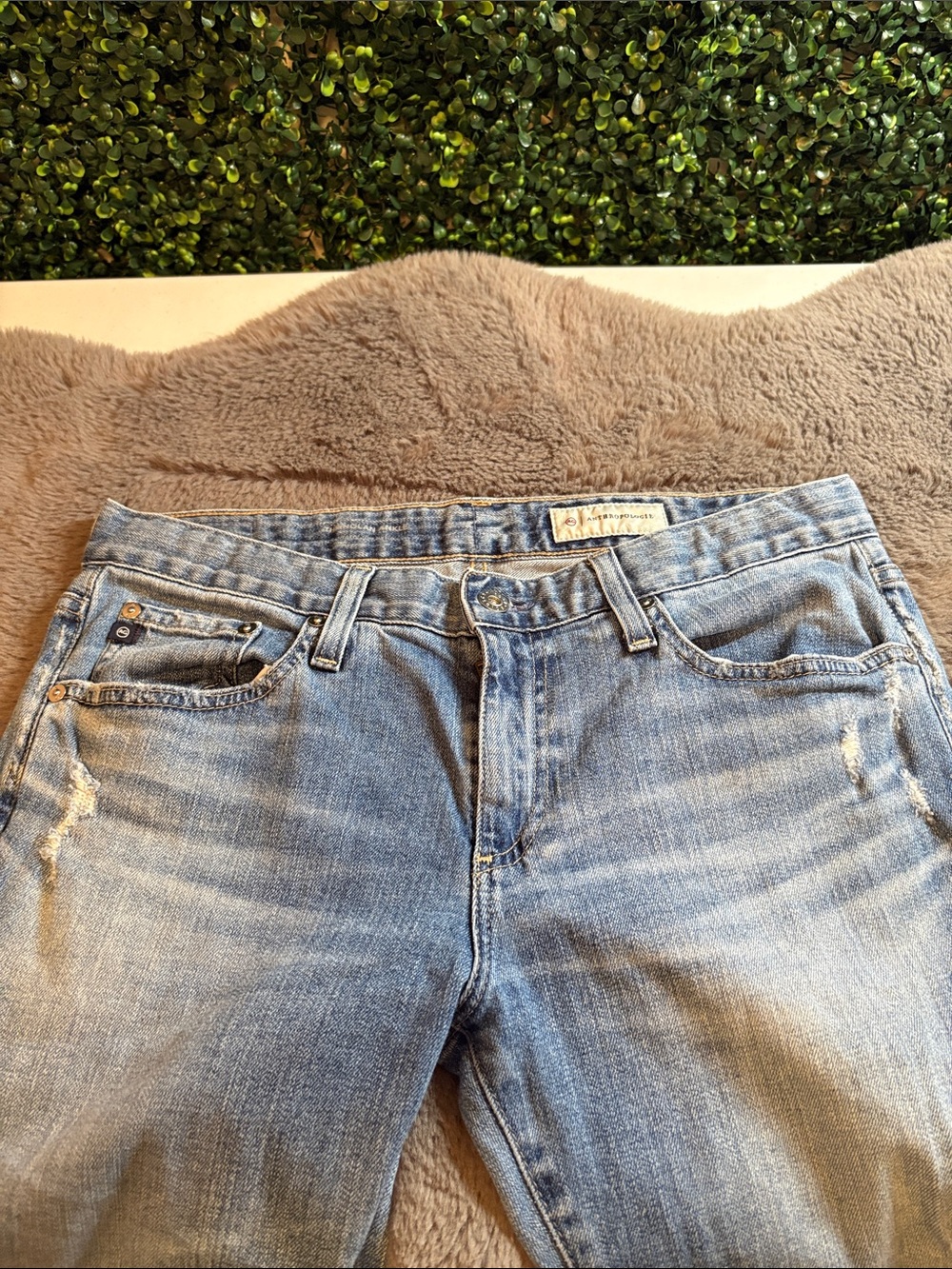 Ag Adriano Goldschmied Anthropologie Straight Leg Distressed Jeans Size 29 - Picture 2 of 6